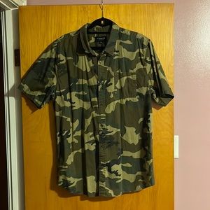 PacSun, army/American flag button down.